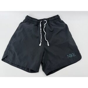 Nike Mens Swim Trunks Shorts Black Blue Embroidered Logo Mesh Lined Small
